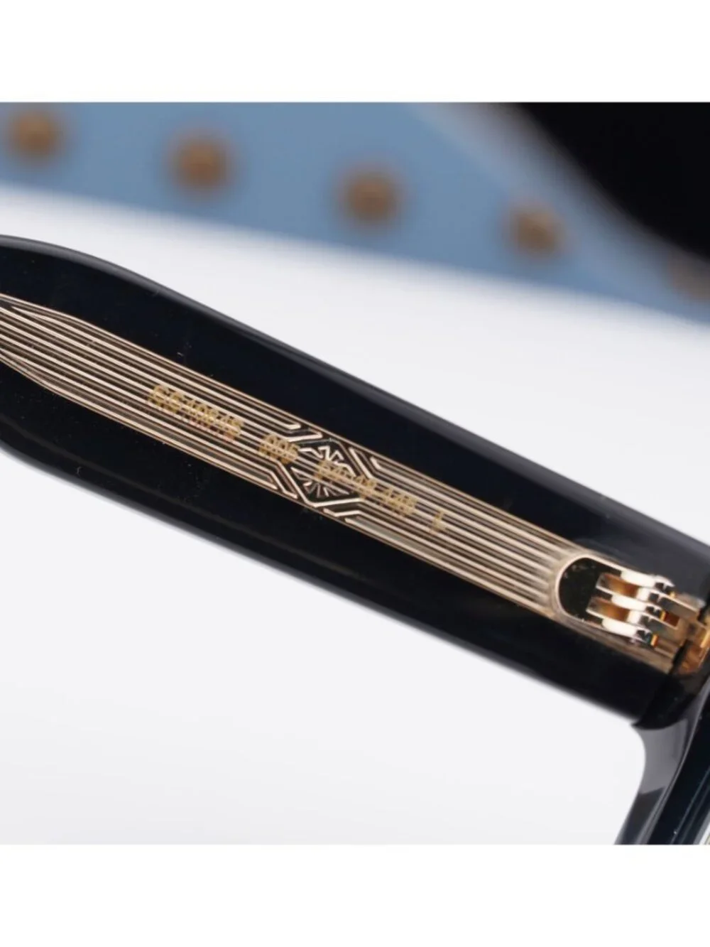 Gucci GG1084S 005 Square Sunglasses - Black / Gold / Light Blue Clip-On